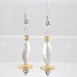 Brushed Satin Finish Sterling Silver and Vermeil Bead Earrings, #9537