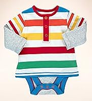Pure Cotton Mock Layer Striped Bodysuit