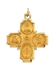 Clevereves 14K Yellow Gold 30.00X29.00 mm 4-Way Cross Medal