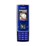 Samsung J600 Purple Blue - Bluetooth Slide Mobile Phone with 1.3 mega pixel camera, MP3 player, Radio and Touch Sensitive keys (SIM Free Unlocked No Network Logo on outside of phone)