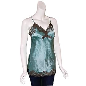 GOLD HAWK Silk Blue Grotto Lace Tunic Top