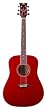 Dean Tradition Acoustic Guitar, Trans Red with Hardshell Case