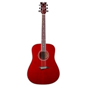 Dean Tradition Acoustic Guitar, Trans Red with Hardshell Case