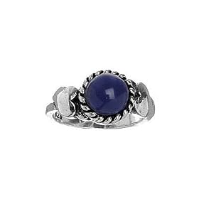 Sterling Silver Oxidized Lapis Heart Band with Wire Edge Ring by 