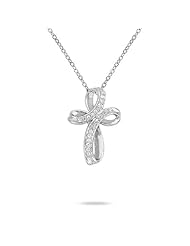 0.09 Carat Diamond Cross Pendant in 10K White Gold