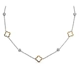 Designer Inspired Gold & Silver Four Petal & Hearts Necklace