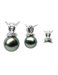 18K white gold Salacia Black Tahitian cultured pearl and diamond pendant
