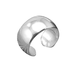 Tofan 925 Sterling Silver Shiny High Polished Wide Band Cartilage Ear Cuff Wraps Clip Nonpierced Earrings