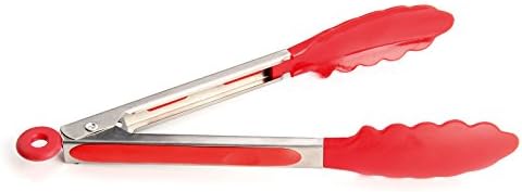SinoWare Kitchen Tongs with Silicone Heads 2 Pack 12-Inch 9-Inch