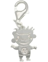 Sterling Silver Jewelry Accessory Charm Laser-cut Boy in Soccer Shirt