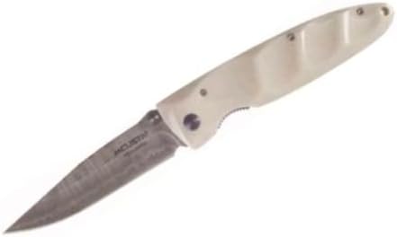 Mcusta Knives 25D Damascus Steel Basic Folder Linerlock Knife with DuPont Korian Handles