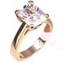 18K Yellow Gold Emerald Solitaire CZ Ring - 7