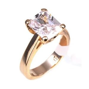 Buy 18K Yellow Gold Emerald Solitaire CZ Ring