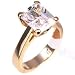 18K Yellow Gold Emerald Solitaire CZ Ring