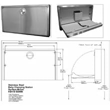 Bobrick KB110-SSWM Koala Kare Horizontal Wall Mounted Baby Changing Station, Stainless Steel Finish, 35-1/4" Width x 20" Height