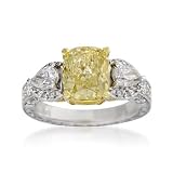 3.28ct Certified Fancy Yellow Diamond Engagement Ring, 1.06ct t.w. Diamonds, Gold. Size 6.5