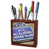 Kike Calvo Paris - Paris France, Notre Dame Cathedral - Tile Pen Holders-5 inch tile pen holder