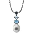 14K White Gold Paspaley South Sea Cultured Pearl and Blue Topaz Pendant