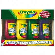 Crayola Washable Fingerpaints-Red, Yellow, Green, Blue