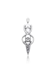 Valentines Day Gifts Bling Jewelry Celtic Danu Goddess Claddagh Heart Pendant