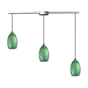 Mulinello - 3 Light Kitchen Island Pendant Track Lighting Fixture - Brushed Nickel - Green... by ELK Lighting