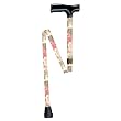 Cane Adjustable Folding with Floral Print and Plastic Pouch=lightweight