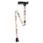 Cane Adjustable Folding with Floral Print and Plastic Pouch=lightweight