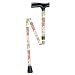 Cane Adjustable Folding with Floral Print and Plastic Pouch=lightweight
