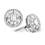 18ct White Gold Diamond Fancy Round Stud Earrings 076ct