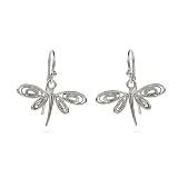 Eve's Addiction Vintage Style Sterling Silver Dragonfly Earrings