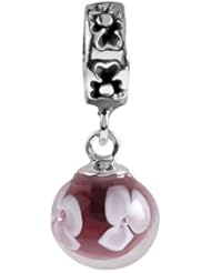 SilveRado (tm) MMD019 Murano Glass Dangle Ball Moon Shine Pandora Compatible Bead / Charm