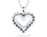 1.00 Carat Blue Diamond Heart Pendant in 14K White Gold