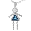 Tanz Silver Boy/Girl Birthstone Pendant Necklace - 18"