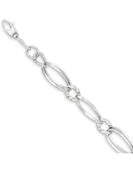 14k White Gold Polished & Textured Hollow w/ext. Bracelet