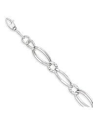 14k White Gold Polished and Textured Hollow w/ext. Bracelet Length 7"