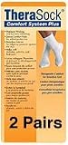 Therasock Comfort System Plus Diabetic Socks - 2 Pair - White, Size L: Women 9-12 Men 10-13
