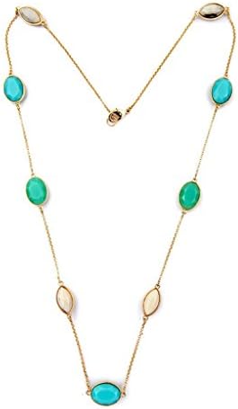 My Times Jew : Statement Imitation Gemstone Multicolor Necklace Bohemia Long Chain Gold Plated Necklace For Women