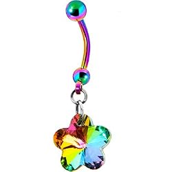 Handcrafted Titanium Aurora Flower Belly Ring