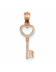 14K Gold Rose Gold Key Pendant