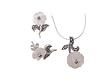 Sterling Silver Flower Cut Faux Pearl and Marcasite Earring and Necklace Set
