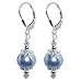 SCER033 Made with Swarovski Elements� Blue Pearl Crystal Sterling Silver Leverback 1.5" Drop Earrings