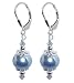 Classic Beauty Blue Faux Pearl Swarovski Crystal Sterling Silver Leverback 1.5" Drop Earrings