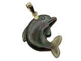Black Mother Of Pearl Roundabout Dolphin, 14k Gold