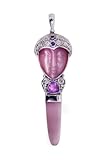 Sterling Silver, Pink Fiber Optic Glass & Multi-Gemstone Goddess Pendant by Sajen