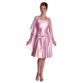 Click here to buy Stylish Satin Twist Trim Knee Length Prom  Bridesmaid  Evening Dress + Scarf by DCD.