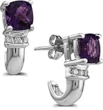 Cushion Cut Amethyst and Diamond Earrings