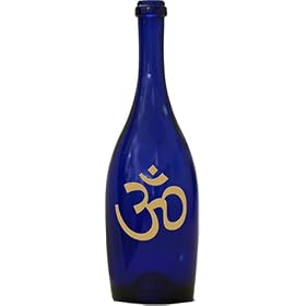 Cobalt Blue Curvy Incense Bottle Burner with Om Design