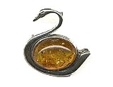 Sterling Silver Cognac Amber Brooch