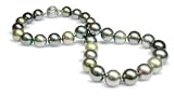 13.1 x 15.4mm multicolor black Tahitian south sea cultured pearl necklace 19