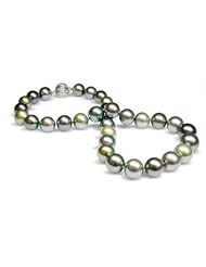 13.1 x 15.4mm multicolor black Tahitian south sea cultured pearl necklace 19"